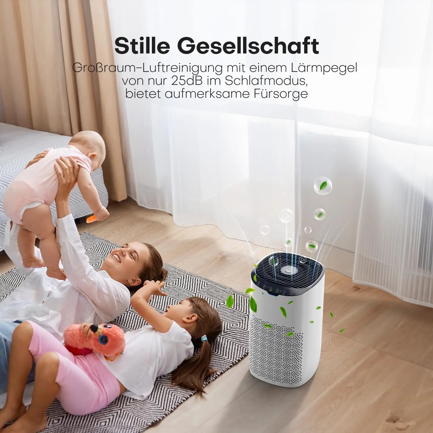 AROEVE Air Purifier App Voice Control Wifi 300 m³/h, for Rooms 80 - 120㎡,Fragrance, Auto Mode, Prevents Pollen, Dust and Pet Hair - drollido