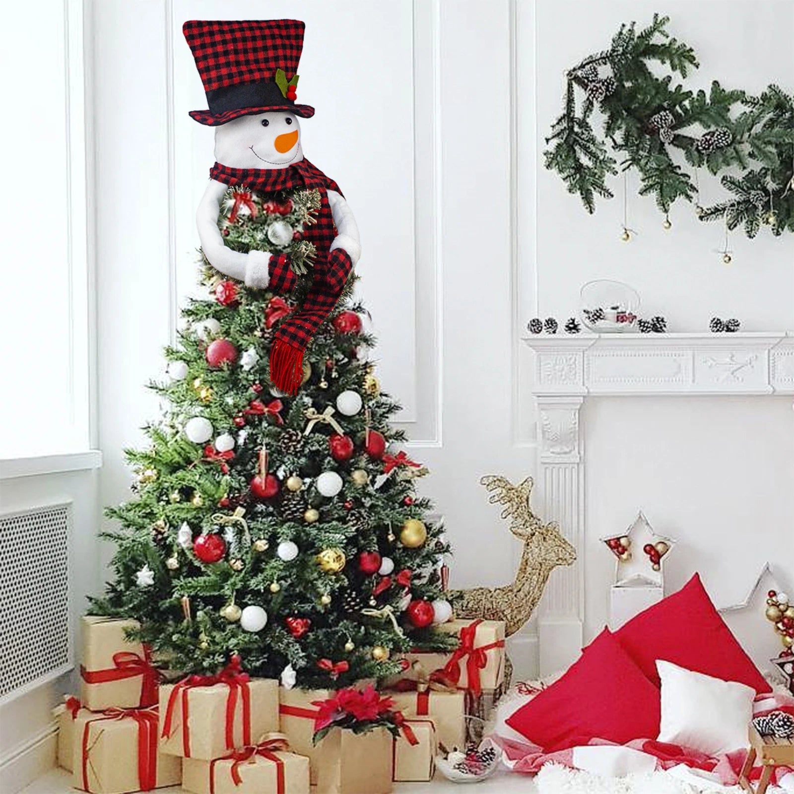 Christmas Cute Snowman Figurines Christmas Tree - Top Ornaments Party Atmosphere Decorations Festival Gift For Classmates - drollido