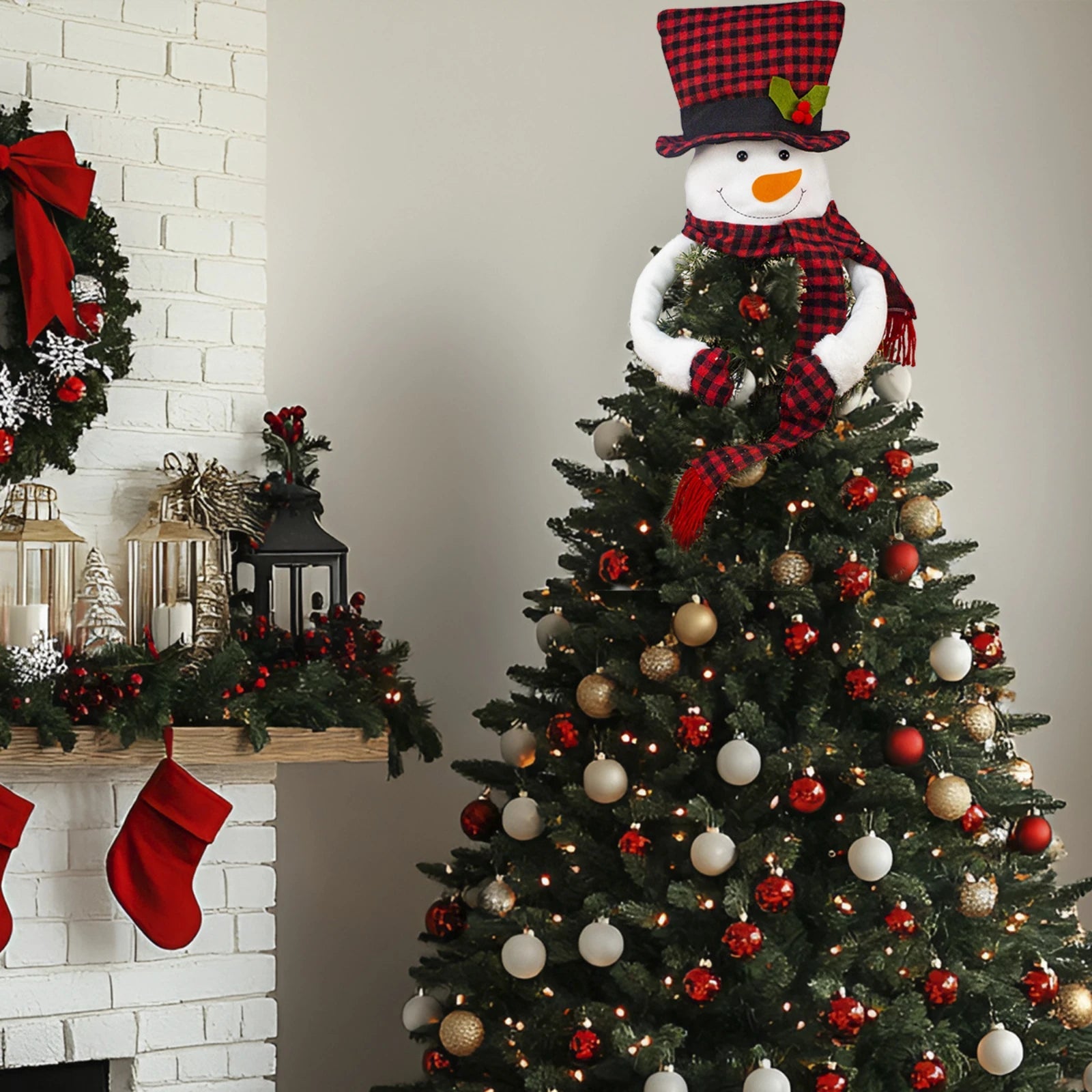 Christmas Cute Snowman Figurines Christmas Tree - Top Ornaments Party Atmosphere Decorations Festival Gift For Classmates - drollido