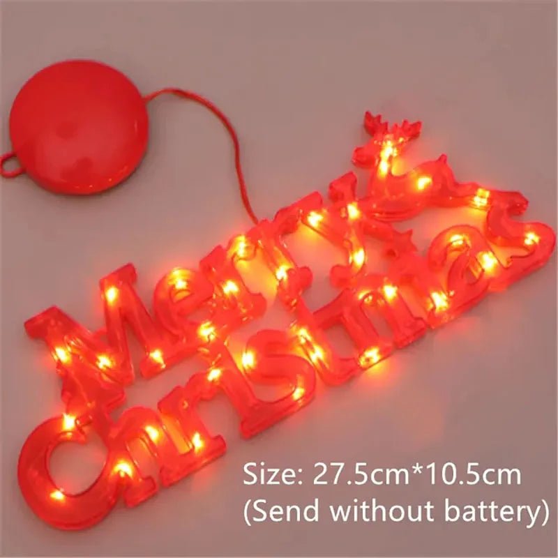 Christmas Decoration 2024 New Year Xmas Merry Christmas LED Letter Tag Light String Fairy Garland Home Decoration Christmas Noel - drollido