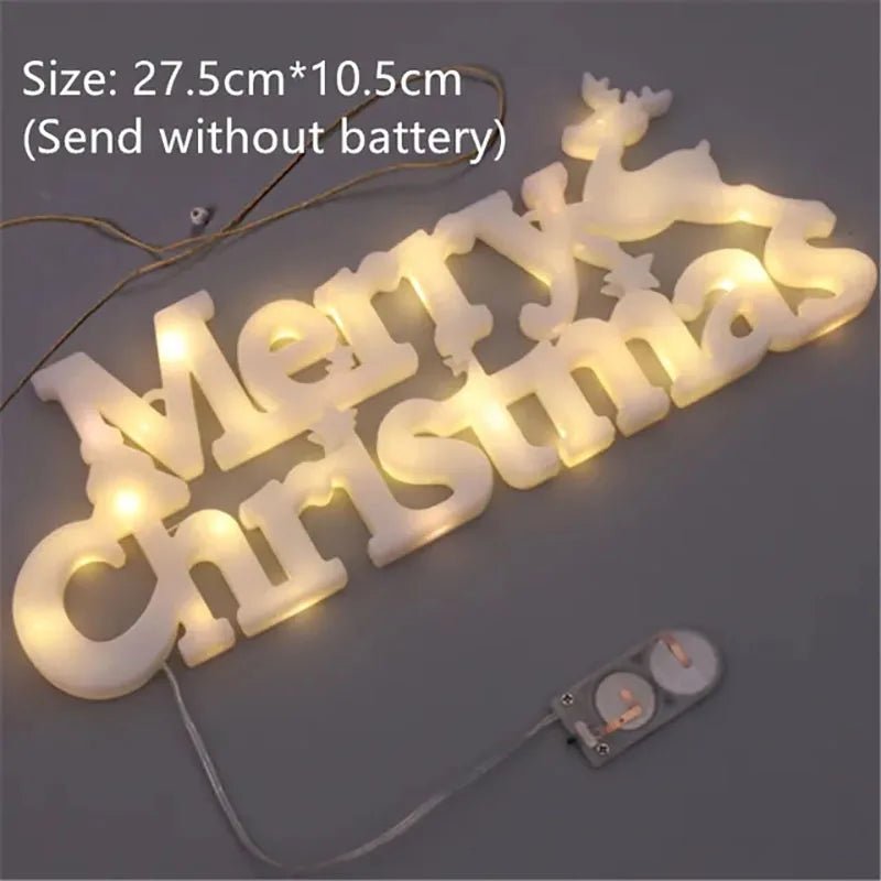 Christmas Decoration 2024 New Year Xmas Merry Christmas LED Letter Tag Light String Fairy Garland Home Decoration Christmas Noel - drollido