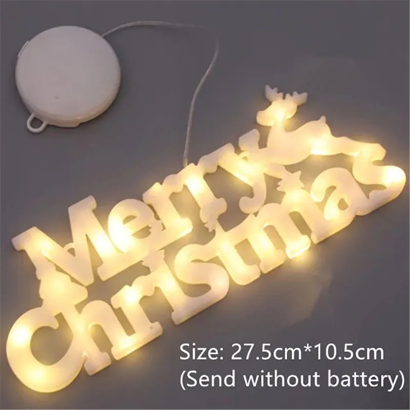 Christmas Decoration 2024 New Year Xmas Merry Christmas LED Letter Tag Light String Fairy Garland Home Decoration Christmas Noel - drollido