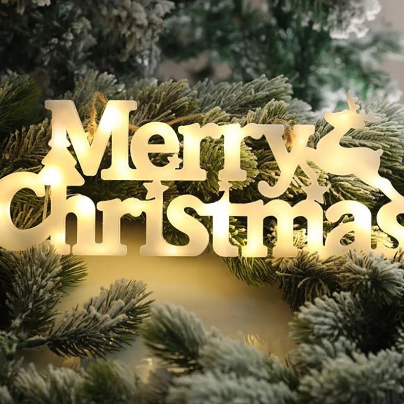 Christmas Decoration 2024 New Year Xmas Merry Christmas LED Letter Tag Light String Fairy Garland Home Decoration Christmas Noel - drollido