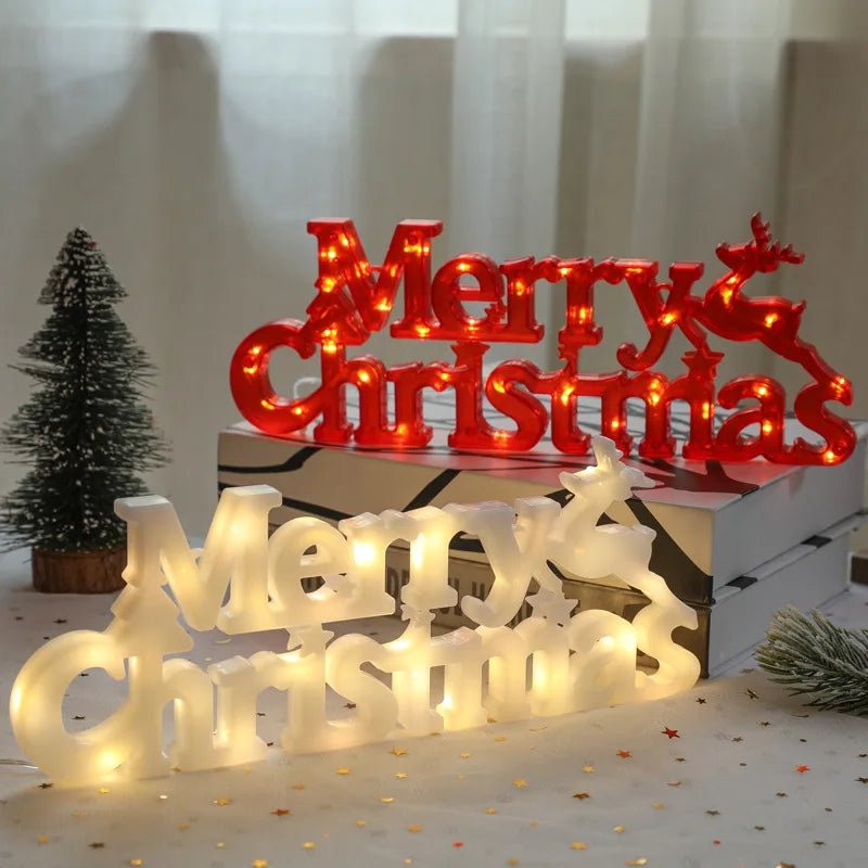 Christmas Decoration 2024 New Year Xmas Merry Christmas LED Letter Tag Light String Fairy Garland Home Decoration Christmas Noel - drollido