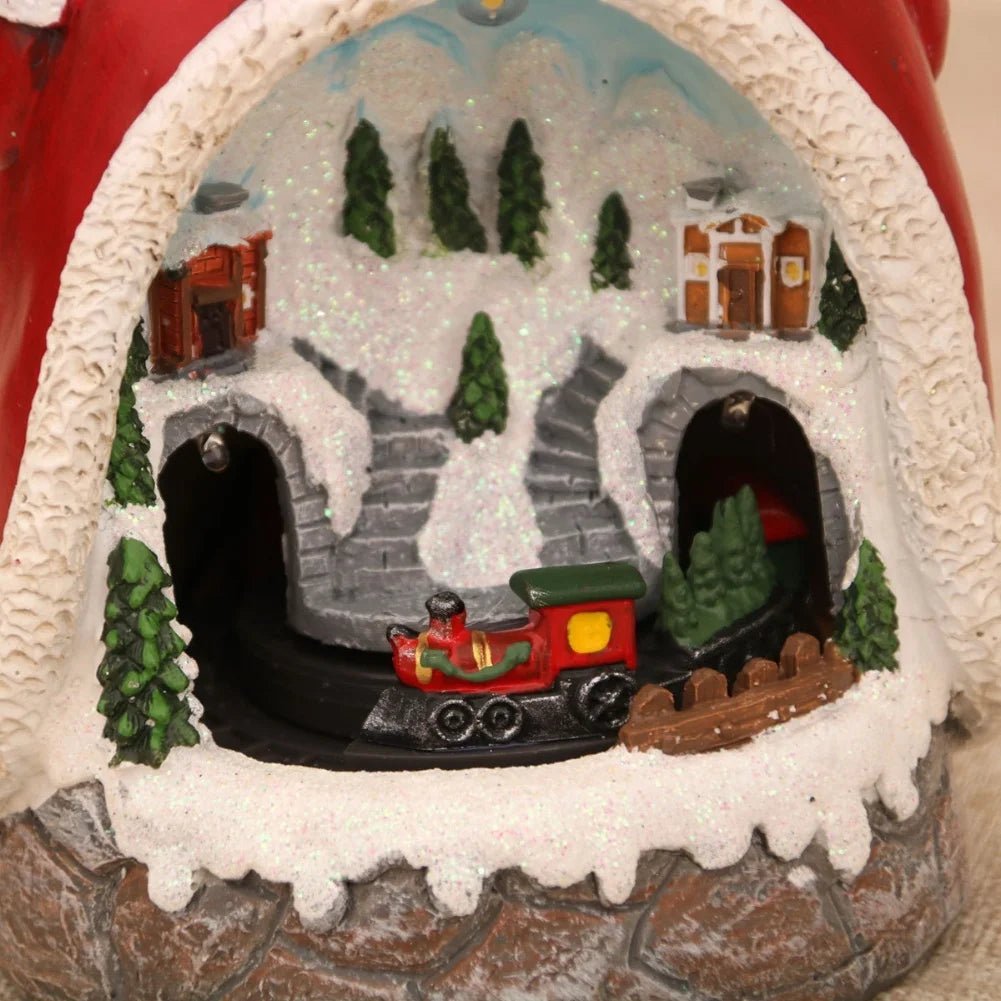 Christmas Ornament Decorations Christmas Resin Santa Snowmen Ornament With Lights Moving Train And Music Festive & Party Decor - drollido