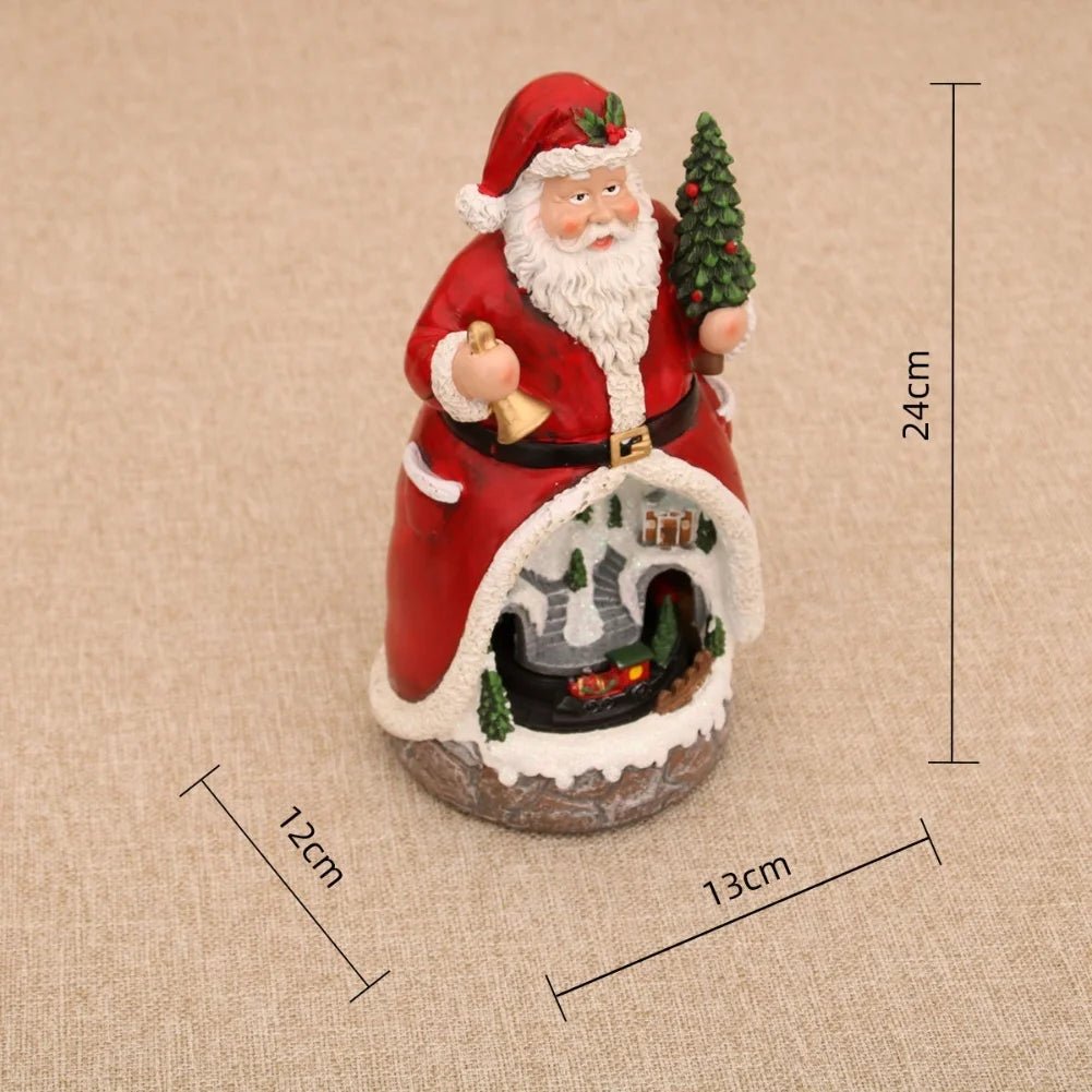 Christmas Ornament Decorations Christmas Resin Santa Snowmen Ornament With Lights Moving Train And Music Festive & Party Decor - drollido