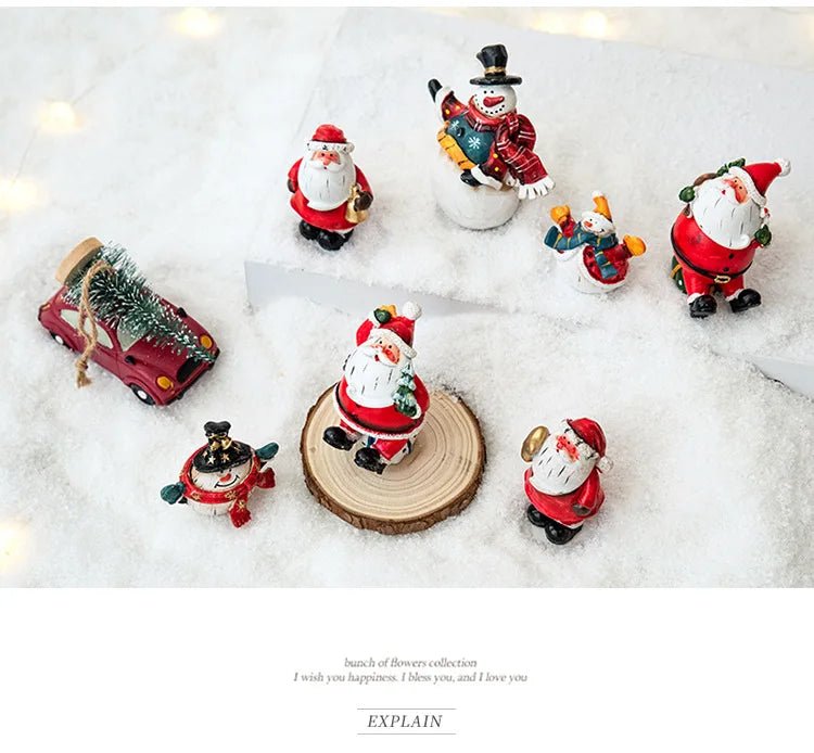 Christmas Resin Santa Claus Snowman Desktop Decoration Christmas Showcase Desktop Display Decoration Photography Props - drollido