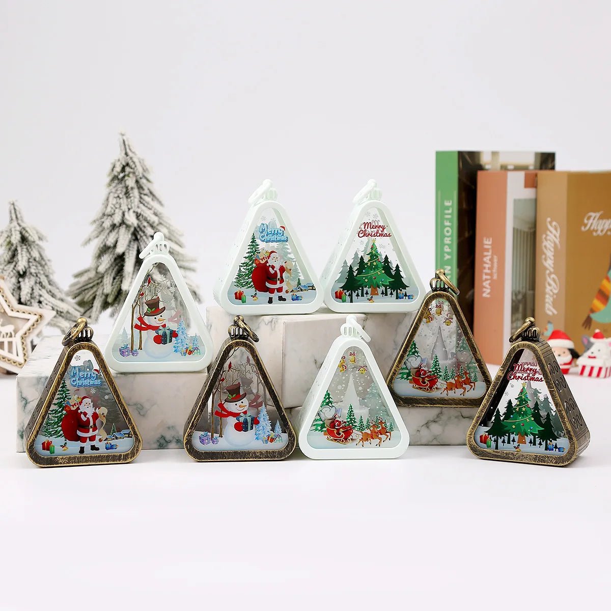 Christmas Retro LED Night Light Lantern | Xmas Holiday Decor Glowing Window Tabletop Ornament Prop Ambiance Gift - drollido