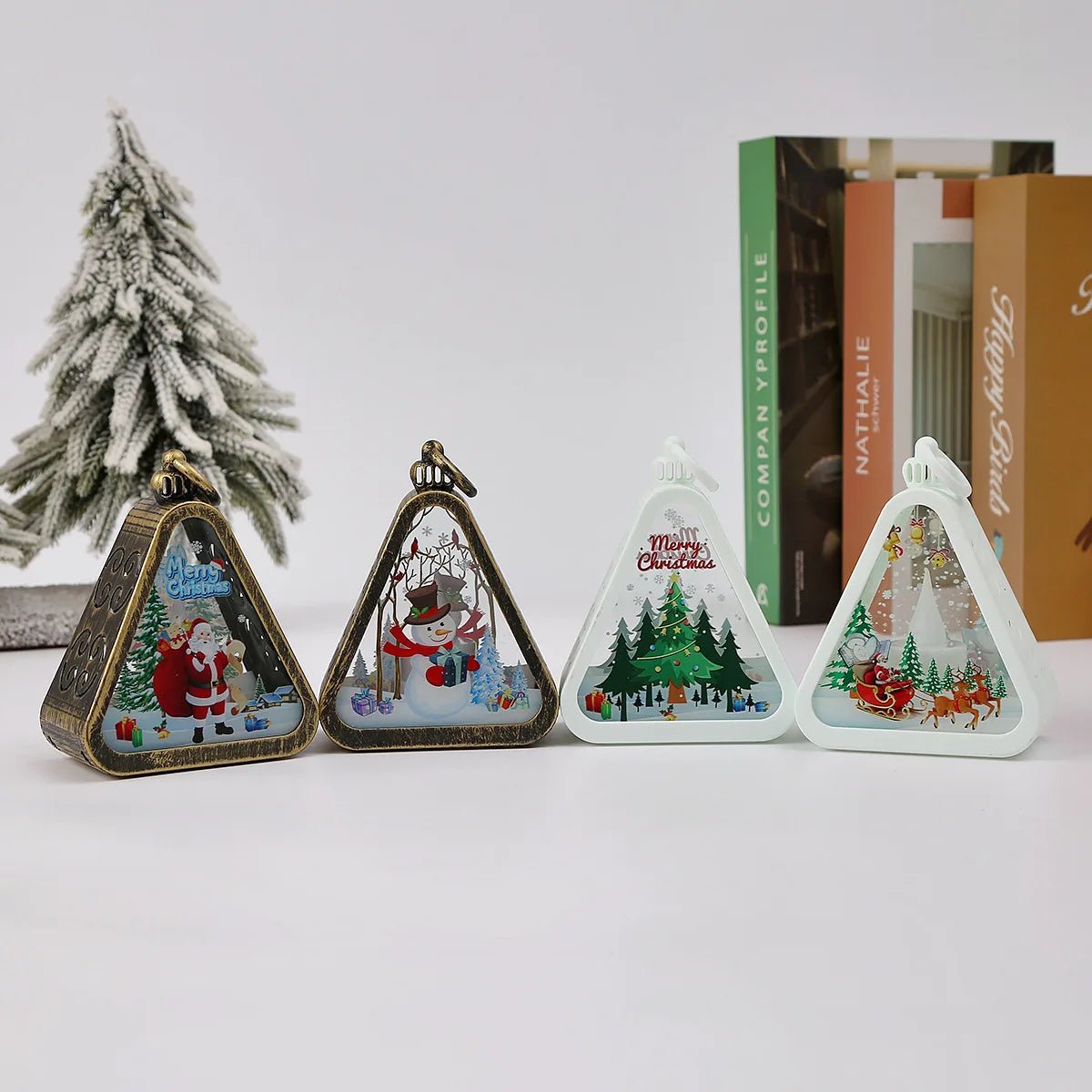 Christmas Retro LED Night Light Lantern | Xmas Holiday Decor Glowing Window Tabletop Ornament Prop Ambiance Gift - drollido