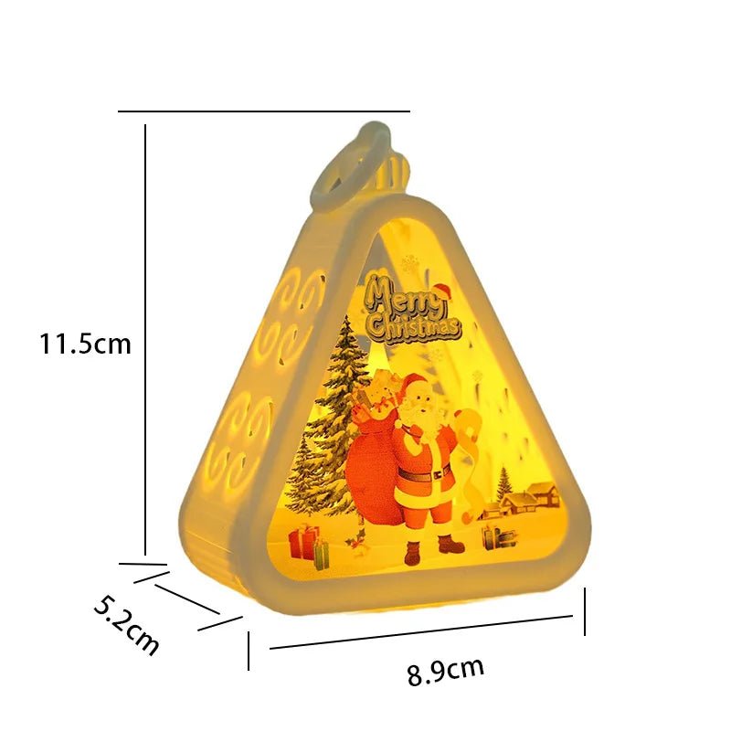 Christmas Retro LED Night Light Lantern | Xmas Holiday Decor Glowing Window Tabletop Ornament Prop Ambiance Gift - drollido