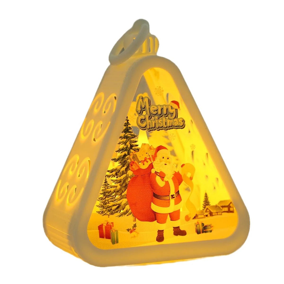 Christmas Retro LED Night Light Lantern | Xmas Holiday Decor Glowing Window Tabletop Ornament Prop Ambiance Gift - drollido