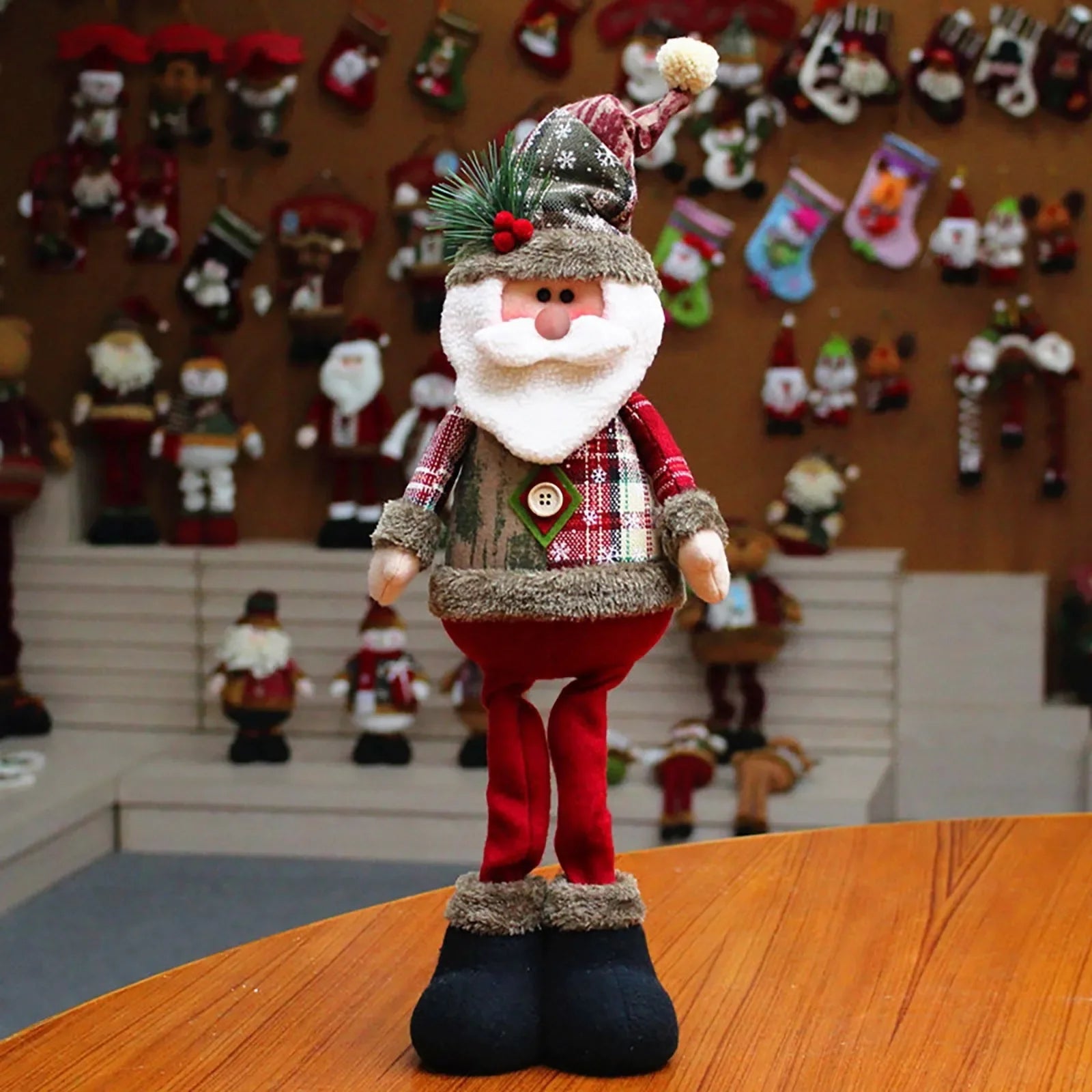 Christmas Santa Snowman - Reindeer Christmas Decoration 2024 Leg Table Mantel Decoration Plush Dolls Christmas Gifts for Kids Baby - drollido