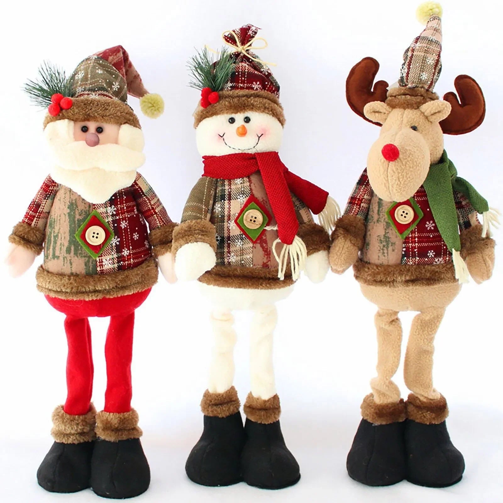 Christmas Santa Snowman - Reindeer Christmas Decoration 2024 Leg Table Mantel Decoration Plush Dolls Christmas Gifts for Kids Baby - drollido