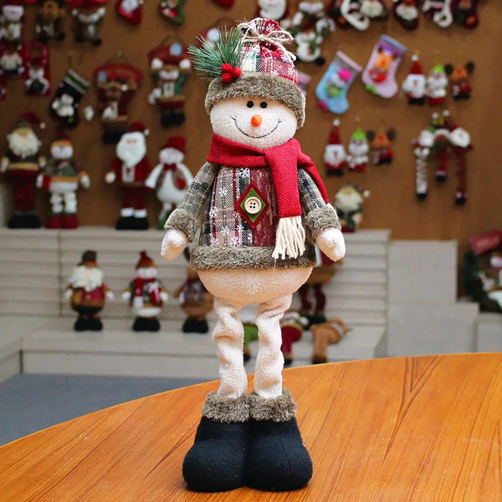 Christmas Santa Snowman - Reindeer Christmas Decoration 2024 Leg Table Mantel Decoration Plush Dolls Christmas Gifts for Kids Baby - drollido
