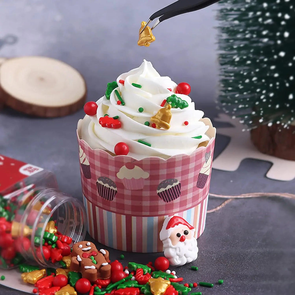 Christmas Sprinkles Mix Christmas Tree Santa Claus Sprinkles Christmas Jimmies Red and Green Sprinkle for Cookie Baking Decor - drollido