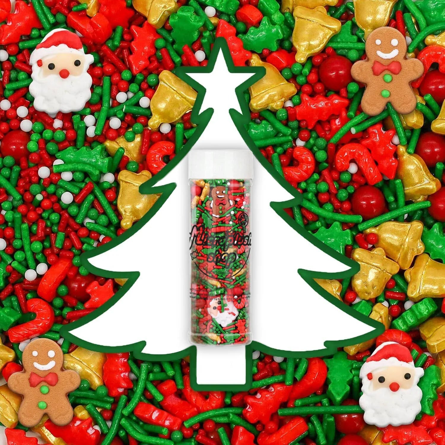 Christmas Sprinkles Mix Christmas Tree Santa Claus Sprinkles Christmas Jimmies Red and Green Sprinkle for Cookie Baking Decor - drollido