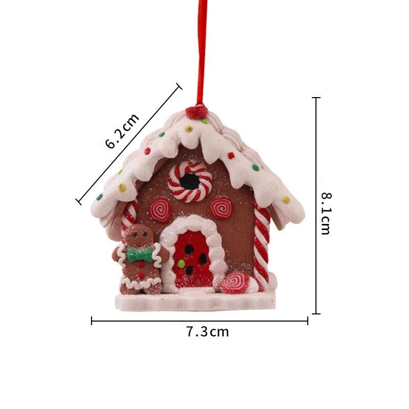 Christmas Theme LED Pendant Snowman Gingerbread Santa Claus Light House Soft Pottery Hanging Tree Home New Year Party Decoration - drollido