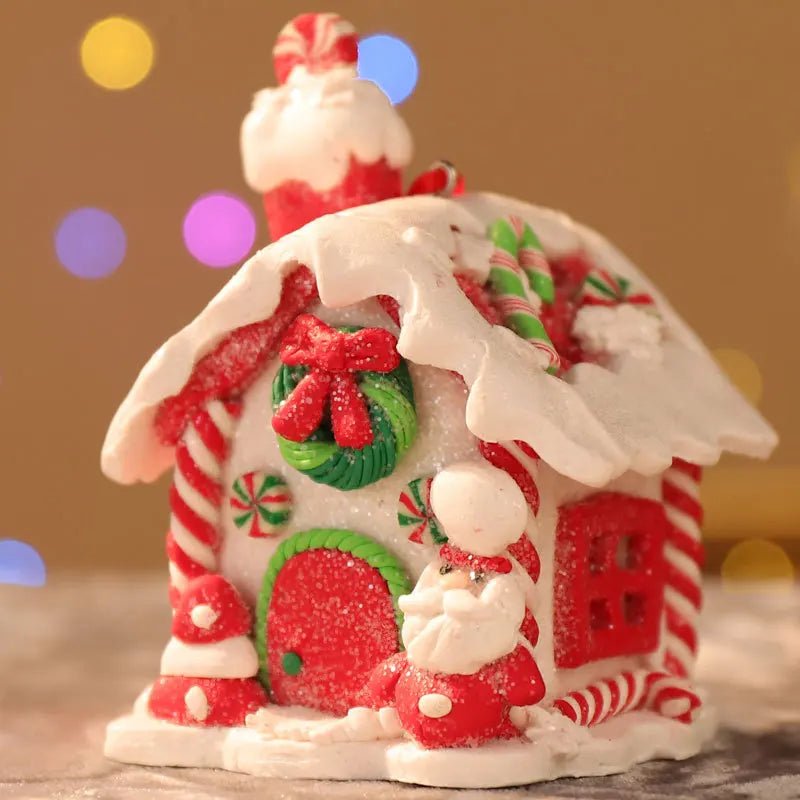 Christmas Theme LED Pendant Snowman Gingerbread Santa Claus Light House Soft Pottery Hanging Tree Home New Year Party Decoration - drollido