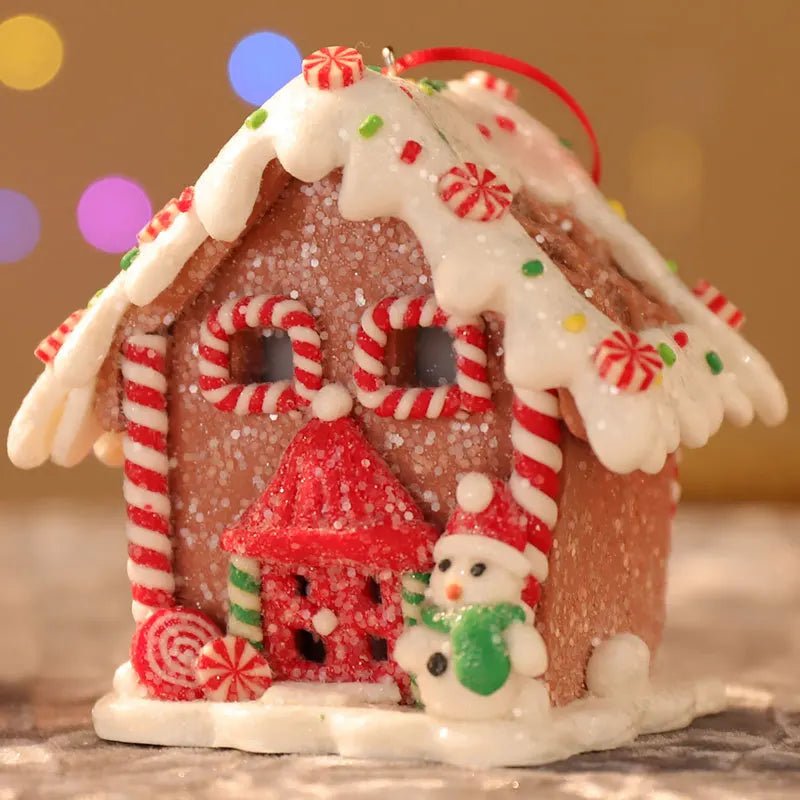 Christmas Theme LED Pendant Snowman Gingerbread Santa Claus Light House Soft Pottery Hanging Tree Home New Year Party Decoration - drollido