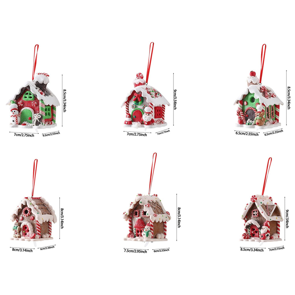 Christmas Theme LED Pendant Snowman Gingerbread Santa Claus Light House Soft Pottery Hanging Tree Home New Year Party Decoration - drollido