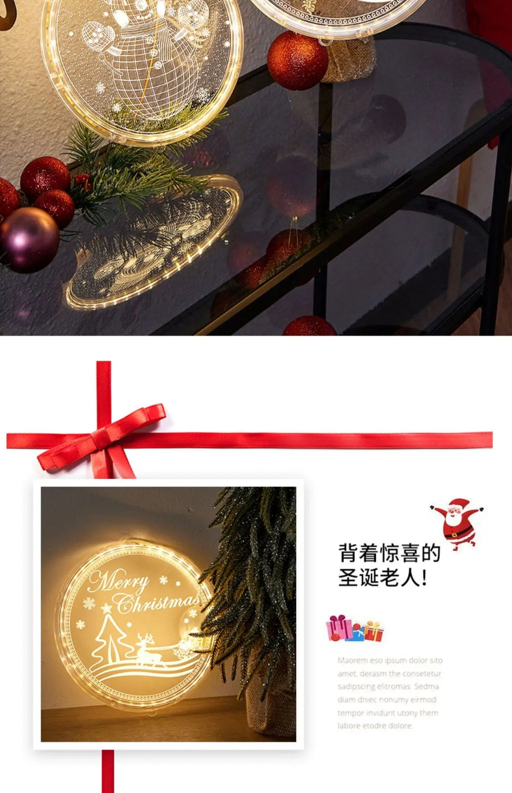 Christmas Transparent Luminous Night Lights, Festive Scene Atmosphere Decoration and Hanging Ornament Store - drollido