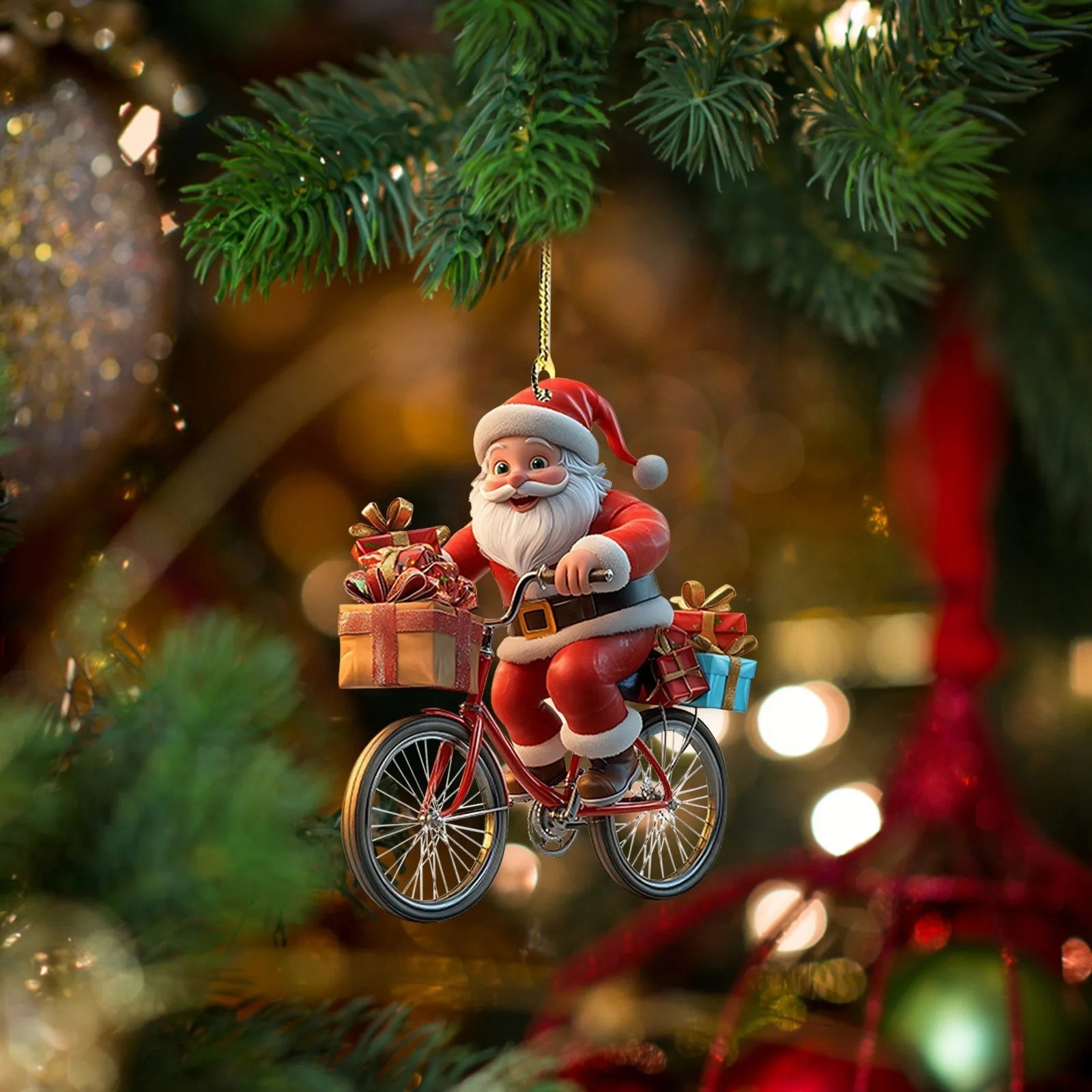 Christmas Tree Pendant Acrylic 2D Cartoon Santa Claus Snowman Festive Hanging Ornaments for Christmas Tree Decor Cute Cartoon - drollido