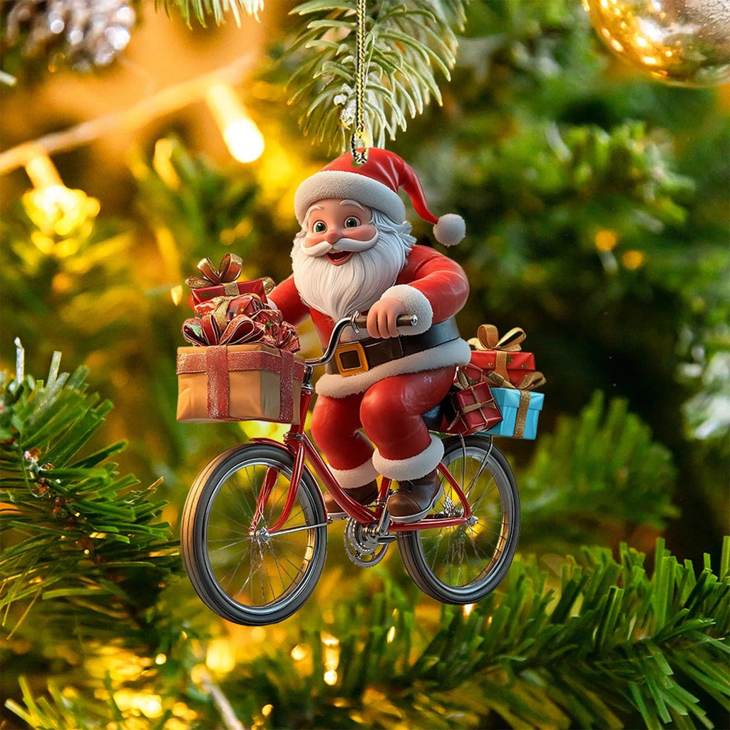 Christmas Tree Pendant Acrylic 2D Cartoon Santa Claus Snowman Festive Hanging Ornaments for Christmas Tree Decor Cute Cartoon - drollido