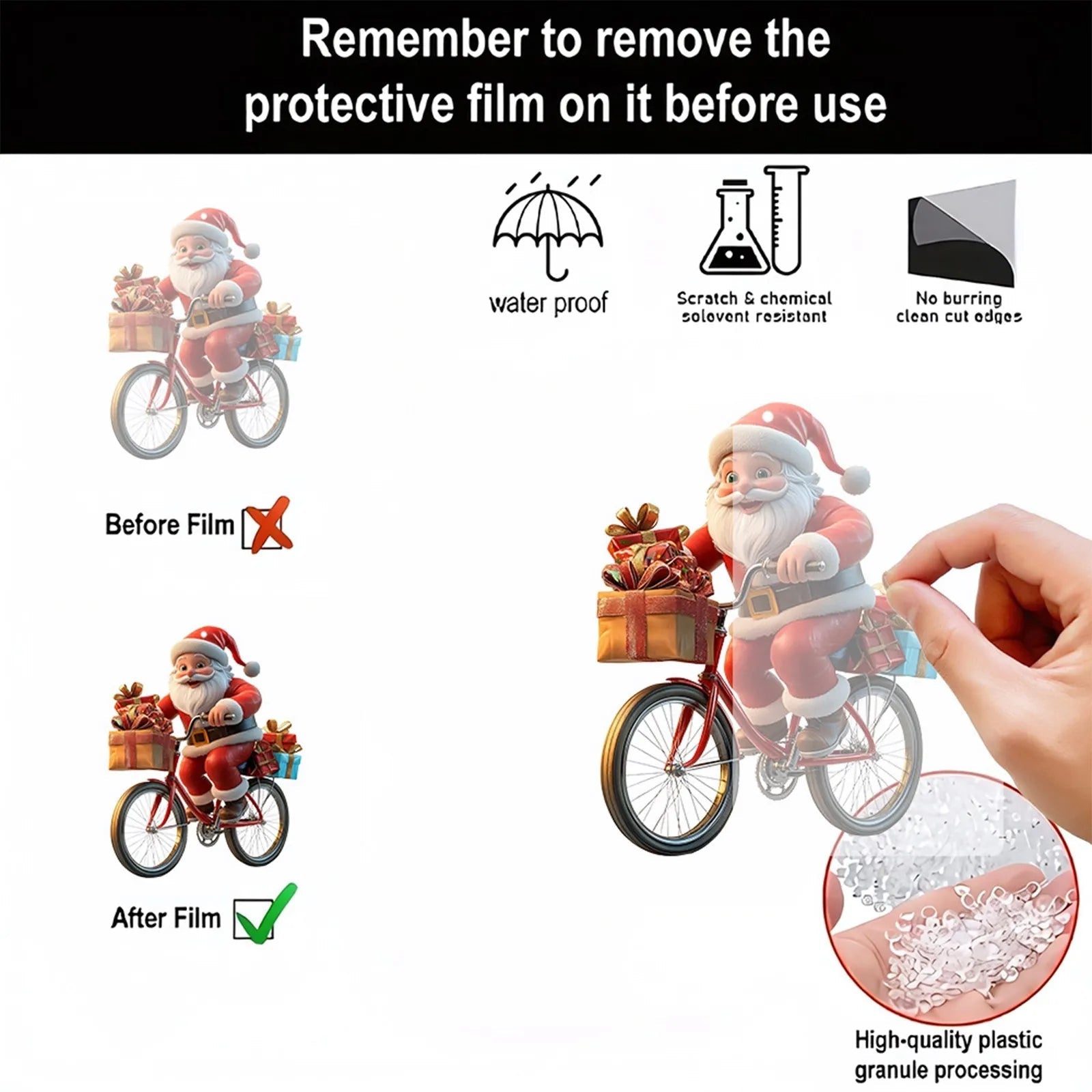Christmas Tree Pendant Acrylic 2D Cartoon Santa Claus Snowman Festive Hanging Ornaments for Christmas Tree Decor Cute Cartoon - drollido