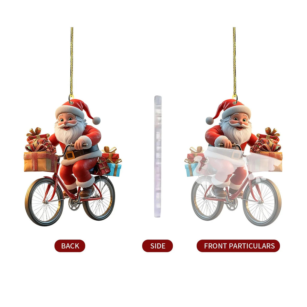 Christmas Tree Pendant Acrylic 2D Cartoon Santa Claus Snowman Festive Hanging Ornaments for Christmas Tree Decor Cute Cartoon - drollido