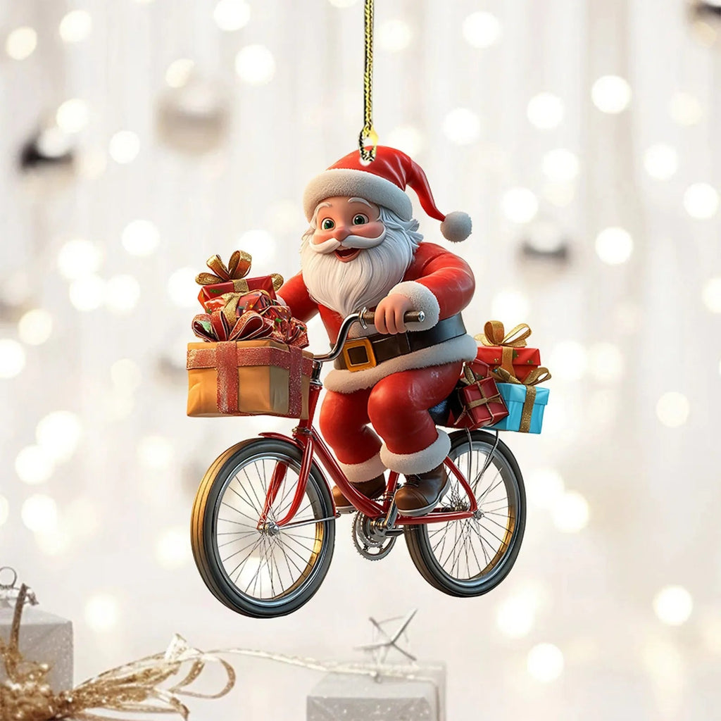 Christmas Tree Pendant Acrylic 2D Cartoon Santa Claus Snowman Festive Hanging Ornaments for Christmas Tree Decor Cute Cartoon - drollido