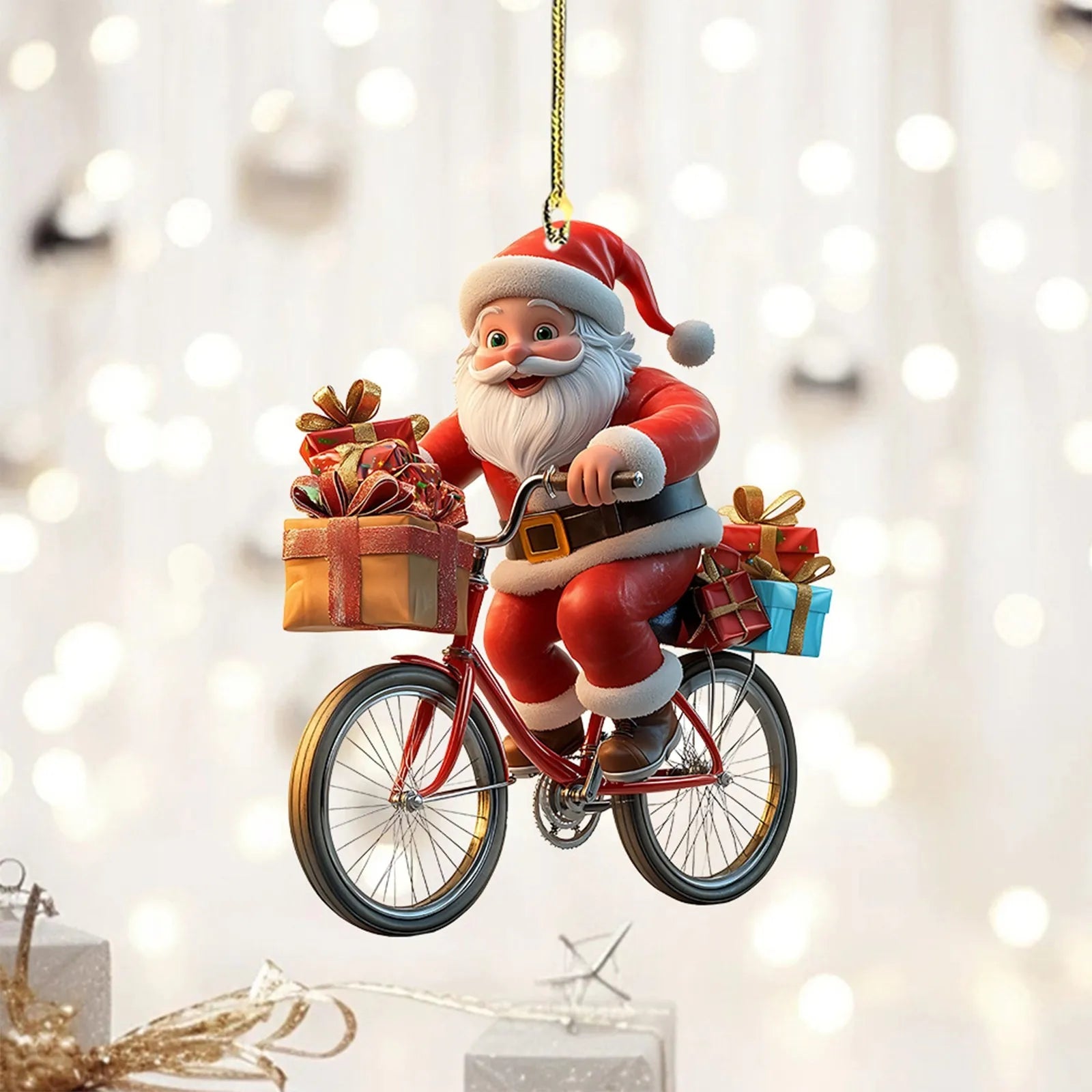 Christmas Tree Pendant Acrylic 2D Cartoon Santa Claus Snowman Festive Hanging Ornaments for Christmas Tree Decor Cute Cartoon - drollido