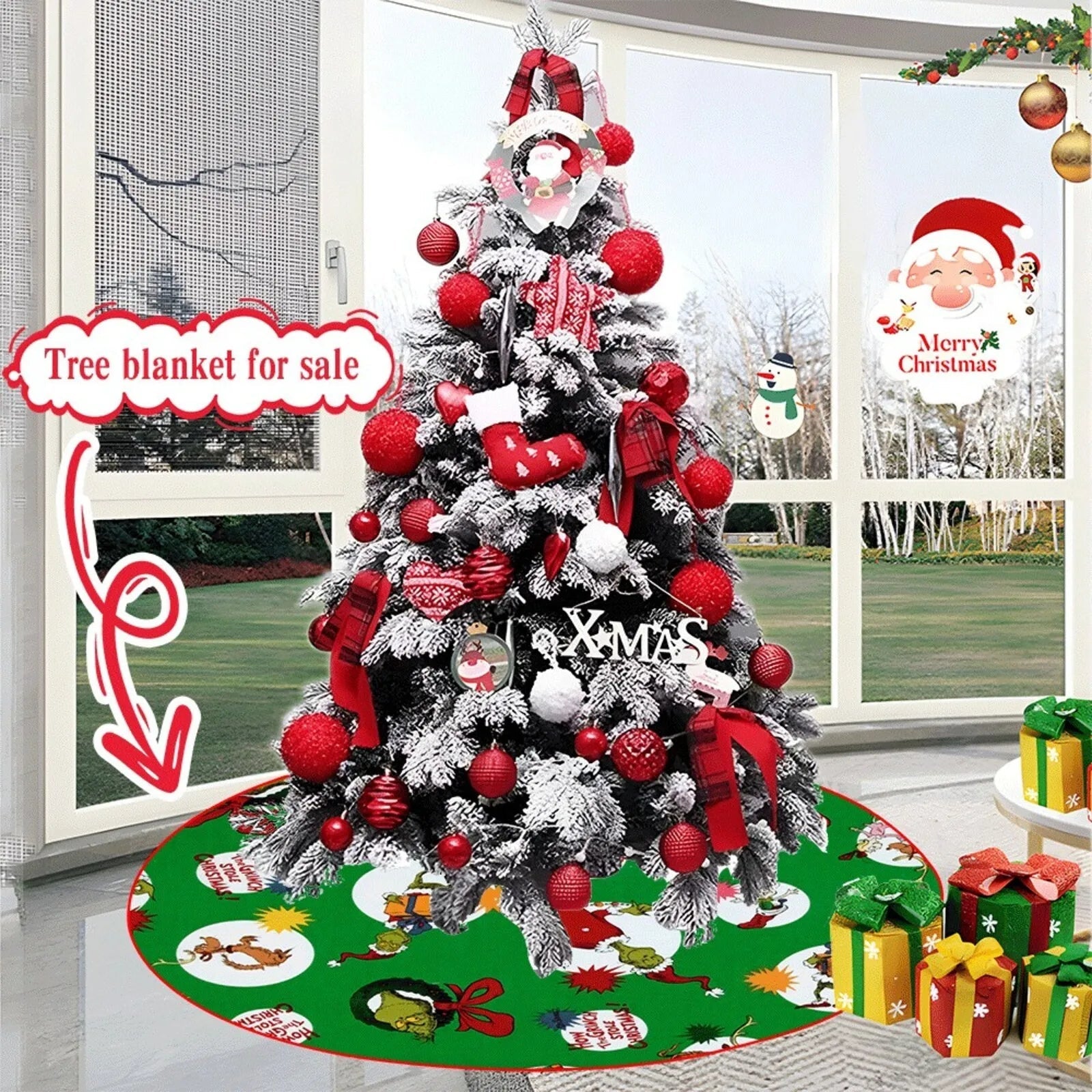 Christmas Tree Skirt Decoration For Home Xmas Tree Decorations Skirt Ornament Festive Holiday Party Decorations Indoor Outdoor - drollido