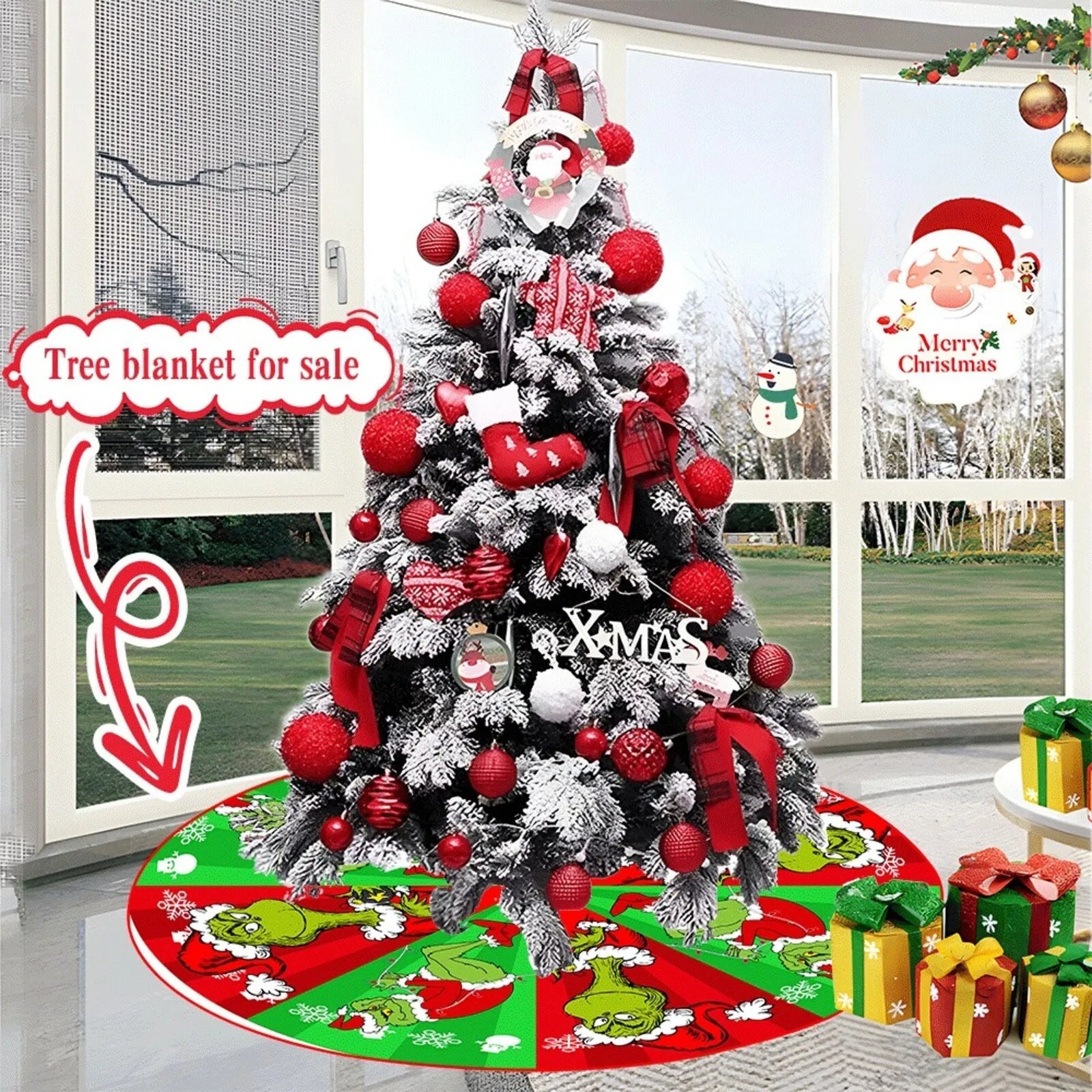 Christmas Tree Skirt Decoration For Home Xmas Tree Decorations Skirt Ornament Festive Holiday Party Decorations Indoor Outdoor - drollido