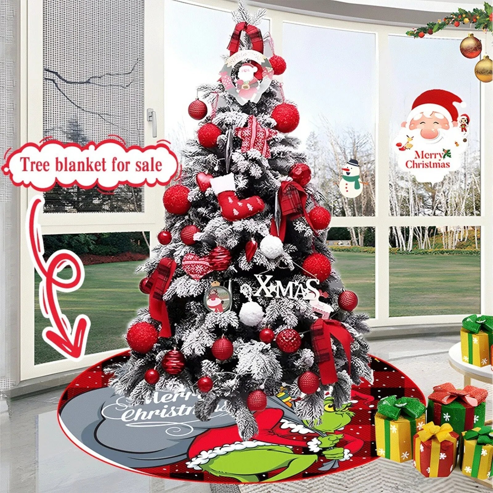 Christmas Tree Skirt Decoration For Home Xmas Tree Decorations Skirt Ornament Festive Holiday Party Decorations Indoor Outdoor - drollido