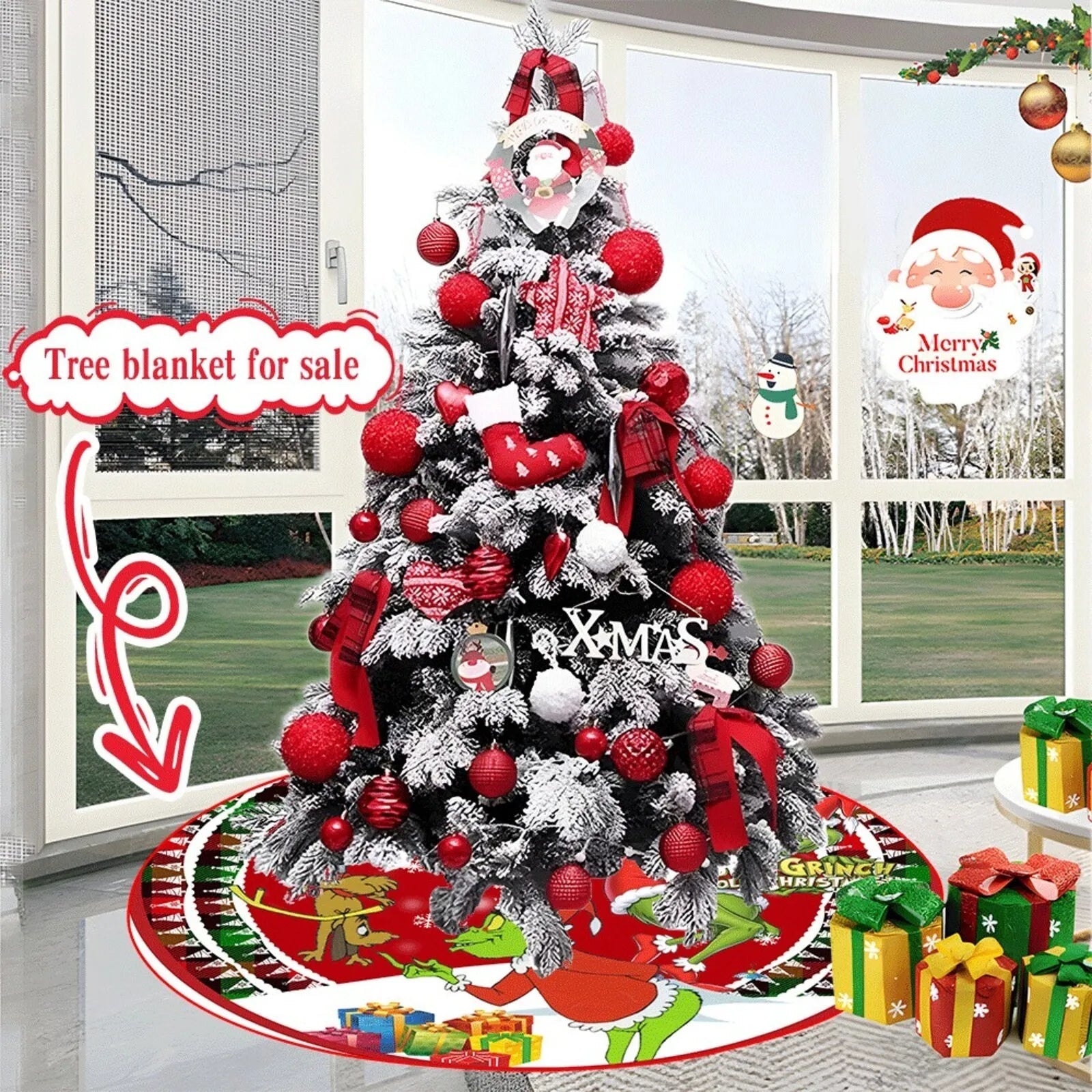 Christmas Tree Skirt Decoration For Home Xmas Tree Decorations Skirt Ornament Festive Holiday Party Decorations Indoor Outdoor - drollido