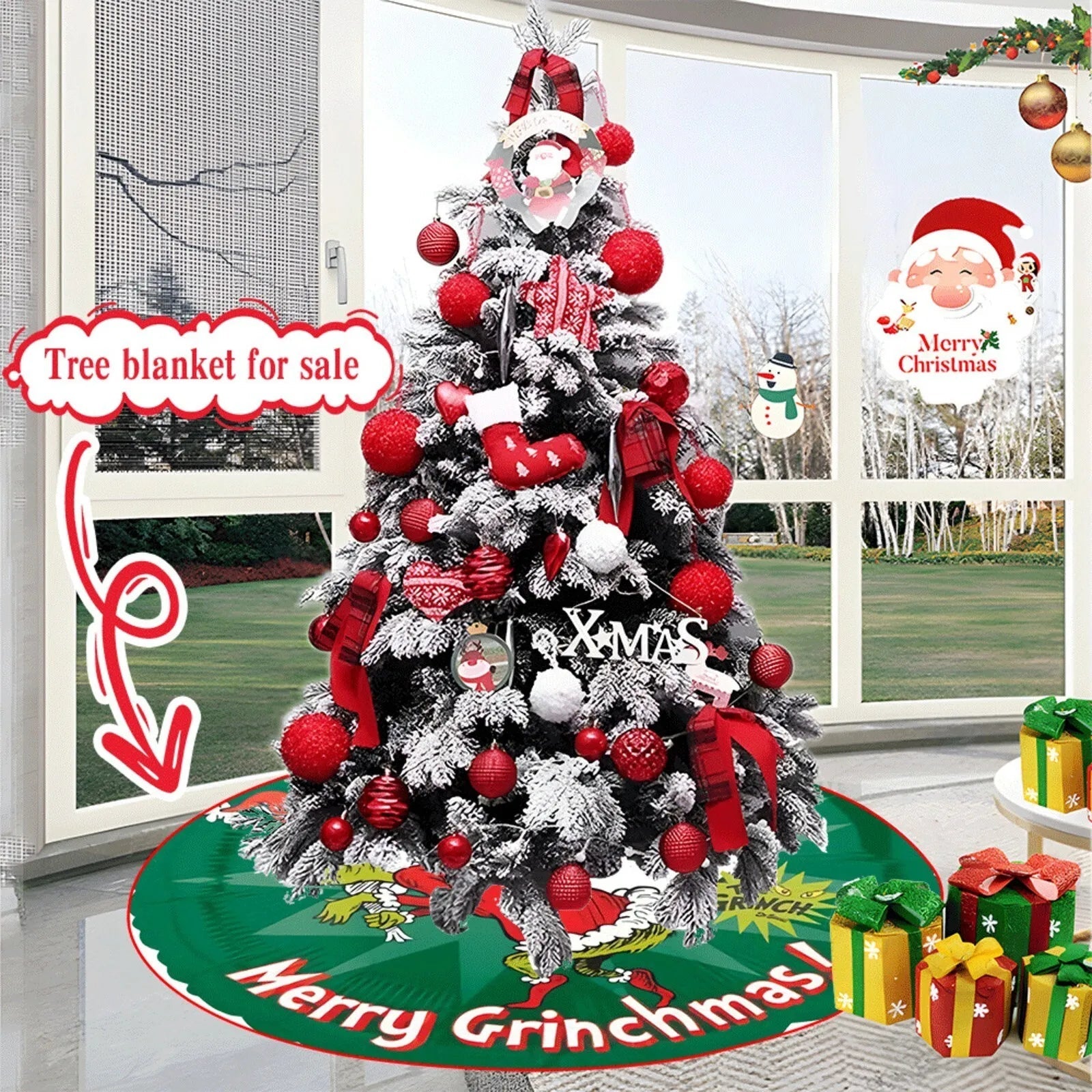 Christmas Tree Skirt Decoration For Home Xmas Tree Decorations Skirt Ornament Festive Holiday Party Decorations Indoor Outdoor - drollido