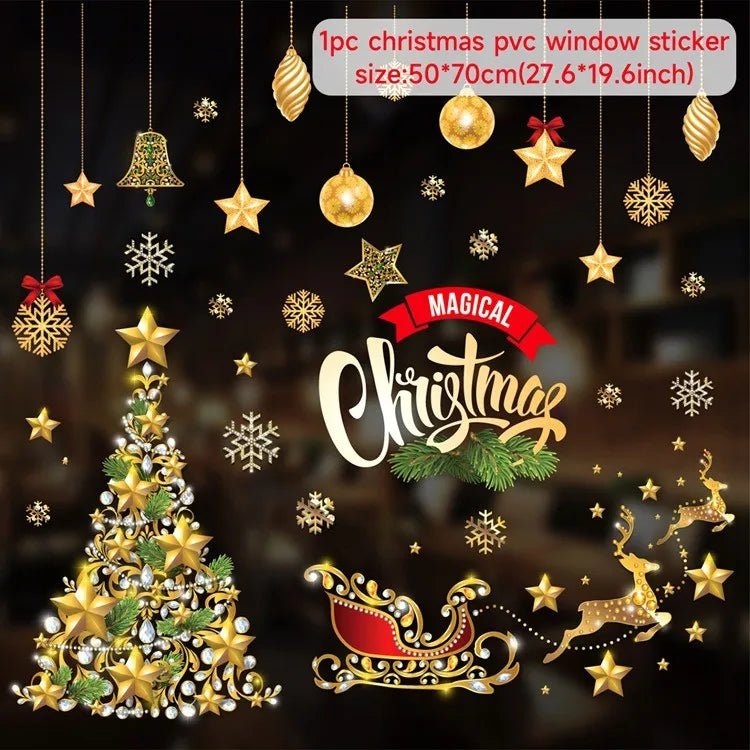 Christmas Window Sticker Merry New Year Decorations For Home 2026 Cristmas Ornament Xmas Navidad Natal Gifts Festive 2025 - drollido