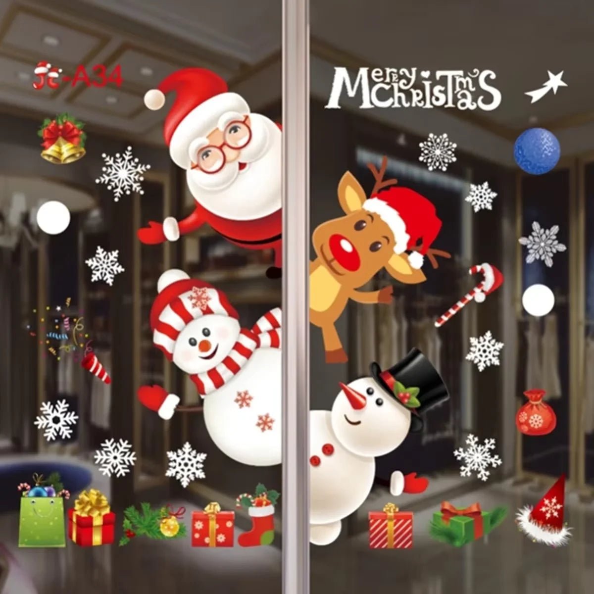 Christmas Window Sticker Merry New Year Decorations For Home 2026 Cristmas Ornament Xmas Navidad Natal Gifts Festive 2025 - drollido