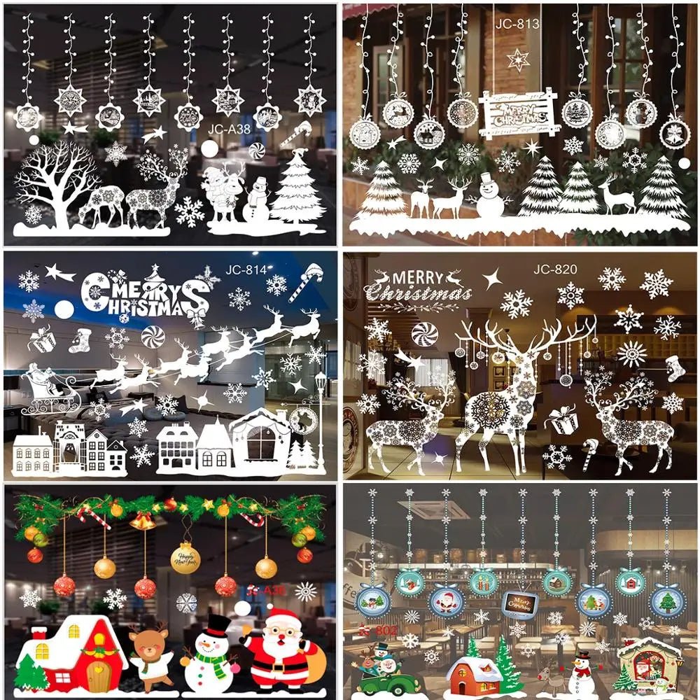 Christmas Window Sticker Merry New Year Decorations For Home 2026 Cristmas Ornament Xmas Navidad Natal Gifts Festive 2025 - drollido