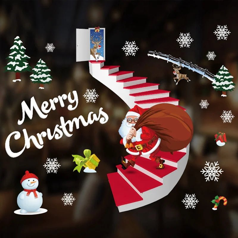 Christmas Window Sticker Merry New Year Decorations For Home 2026 Cristmas Ornament Xmas Navidad Natal Gifts Festive 2025 - drollido