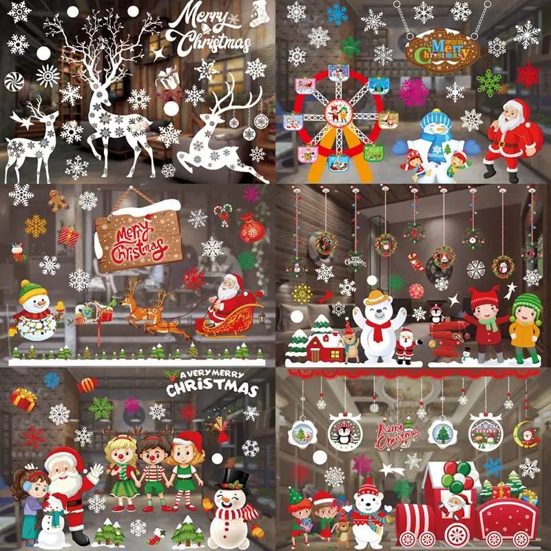 Christmas Window Sticker Merry New Year Decorations For Home 2026 Cristmas Ornament Xmas Navidad Natal Gifts Festive 2025 - drollido
