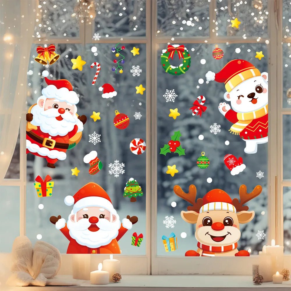 Christmas Window Sticker Merry New Year Decorations For Home 2026 Cristmas Ornament Xmas Navidad Natal Gifts Festive 2025 - drollido