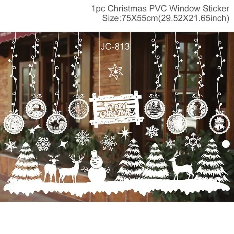 Christmas Window Sticker Merry New Year Decorations For Home 2026 Cristmas Ornament Xmas Navidad Natal Gifts Festive 2025 - drollido