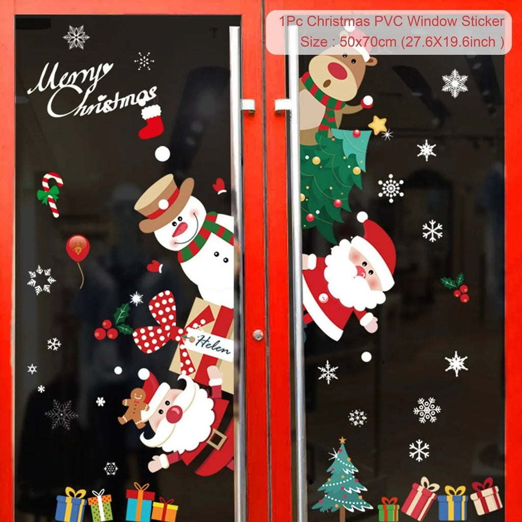 Christmas Window Sticker Merry New Year Decorations For Home 2026 Cristmas Ornament Xmas Navidad Natal Gifts Festive 2025 - drollido