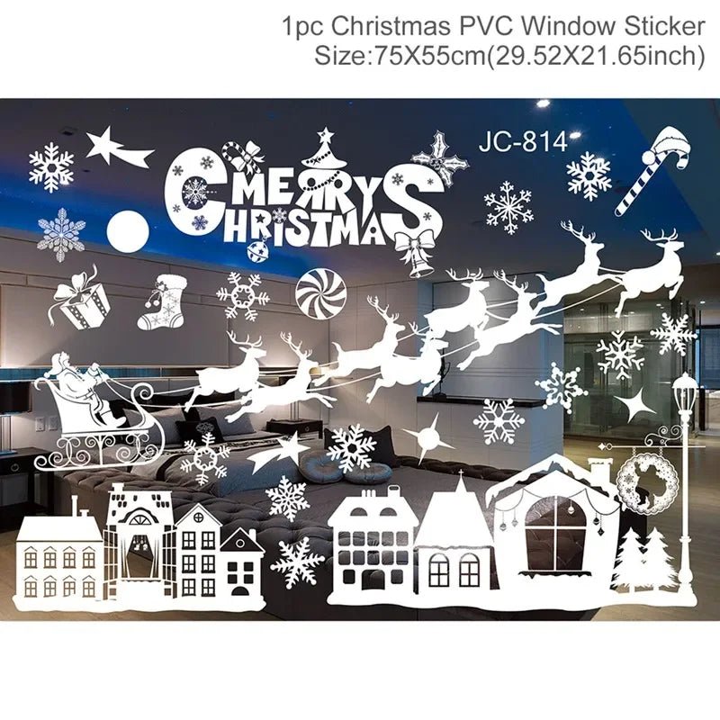 Christmas Window Sticker Merry New Year Decorations For Home 2026 Cristmas Ornament Xmas Navidad Natal Gifts Festive 2025 - drollido