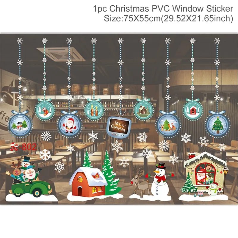 Christmas Window Sticker Merry New Year Decorations For Home 2026 Cristmas Ornament Xmas Navidad Natal Gifts Festive 2025 - drollido