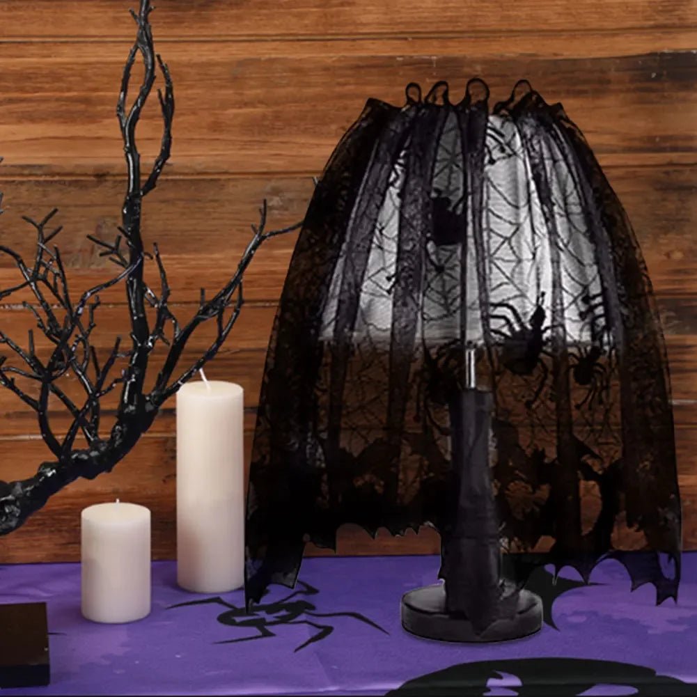 Creative Black Lace Tablecloth, Halloween Tablecloth, Spider Web Fabric, Fireplace Scarf, Household Items, Home Decor - drollido