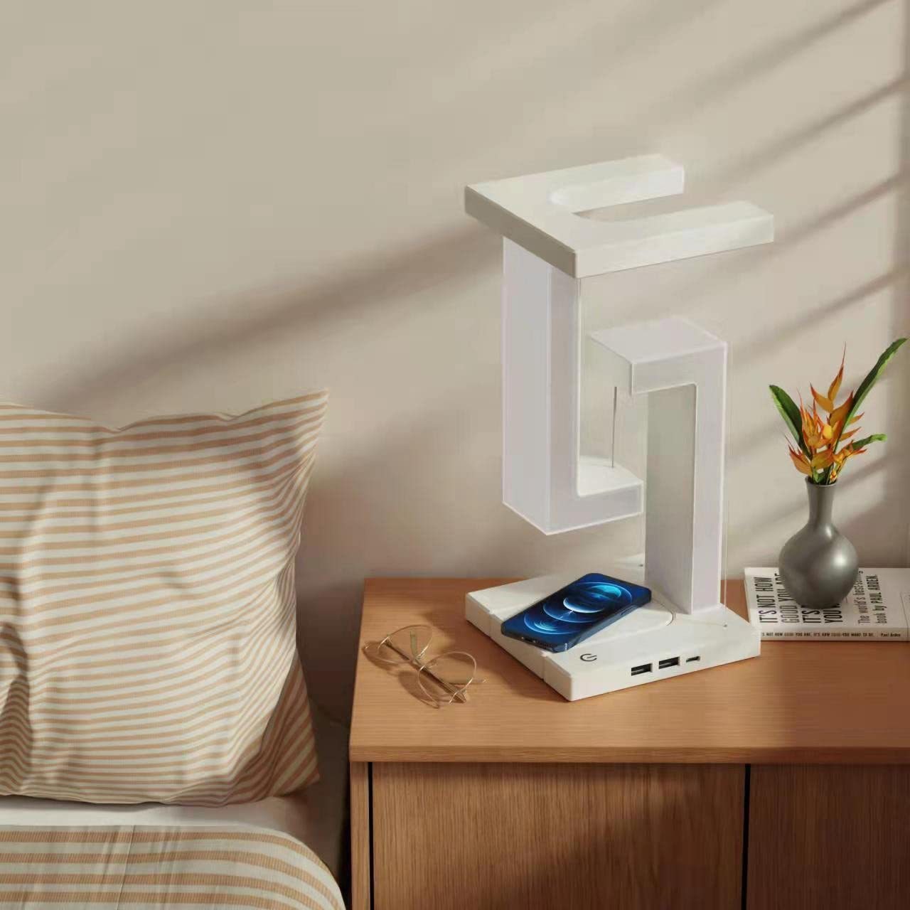 Creative Smartphone Wireless Charging Suspension Table Lamp Balance Lamp Floating For Home Bedroom - drollido
