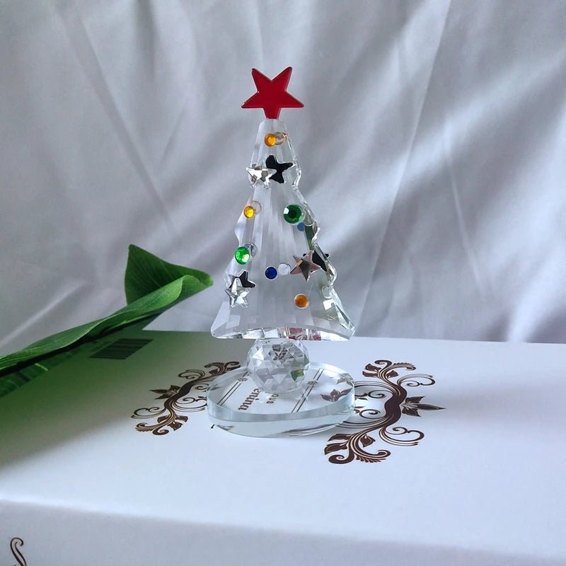 Crystal Christmas Tree Figurine Holiday Paperweight Collection Souvenir Handcrafted Xmas Gift Home Table Decoration - drollido