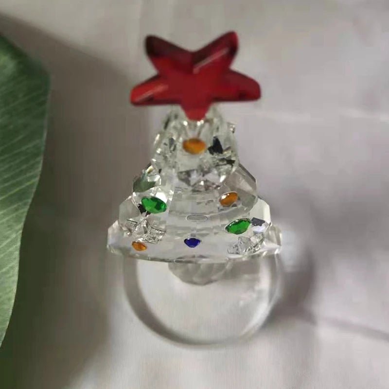 Crystal Christmas Tree Figurine Holiday Paperweight Collection Souvenir Handcrafted Xmas Gift Home Table Decoration - drollido
